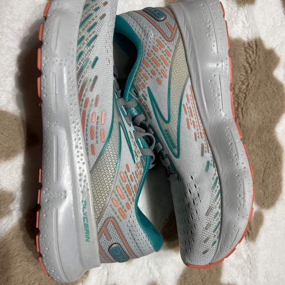 Brooks Glycerin 20 running shoes size 7.5 grey/green/orange - Picture 4 of 10